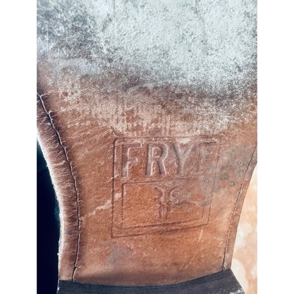 Frye Black Leather Knee-High Riding Boot Buckle Harness 5.5 Western Boho Cottage - Picture 8 of 15